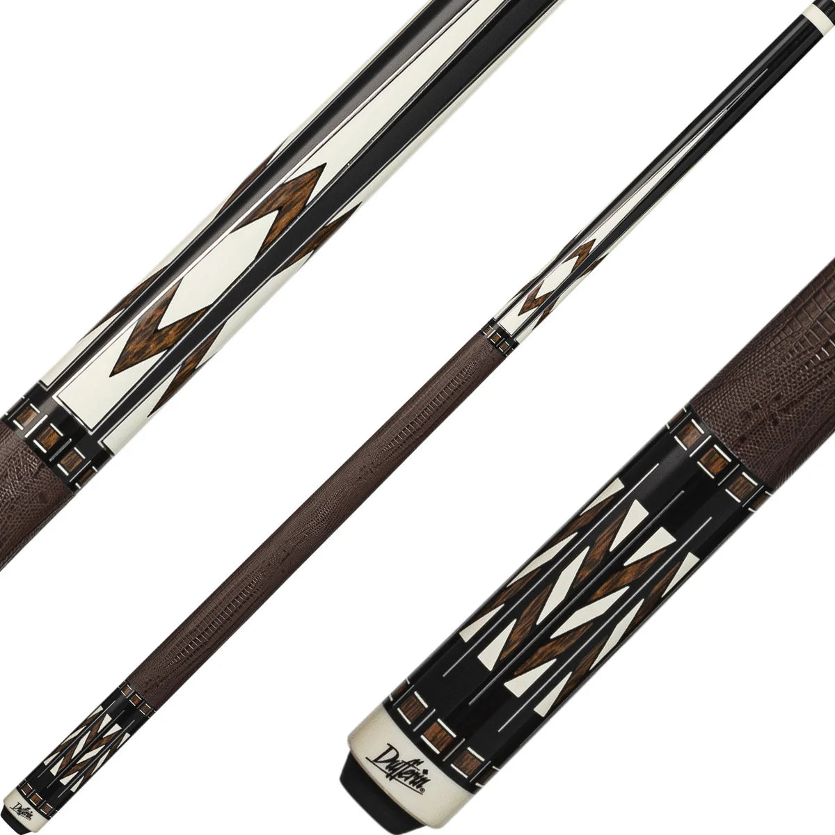 Dufferin Black & Brown Cue with Embossed Leather Wrap