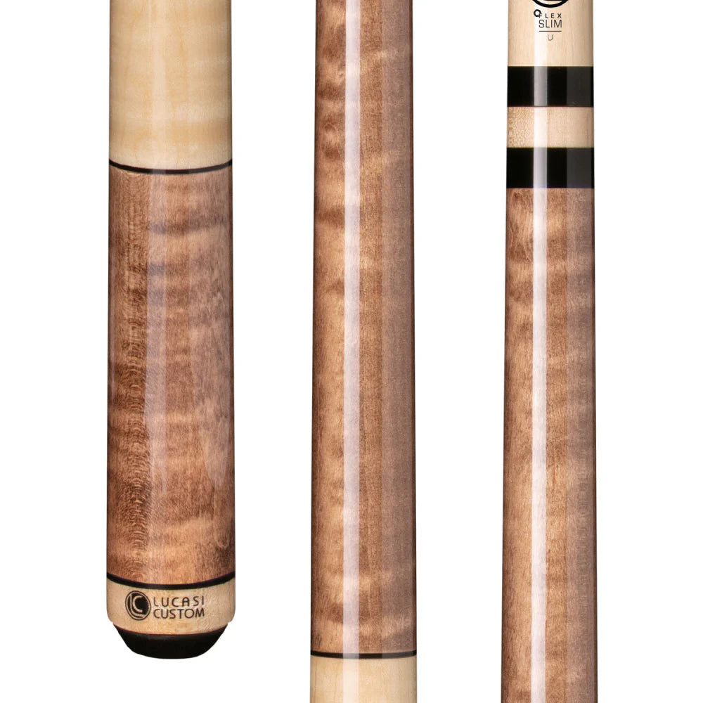 Lucasi Custom Antique Stained & Natural Birdseye Wrapless Cue