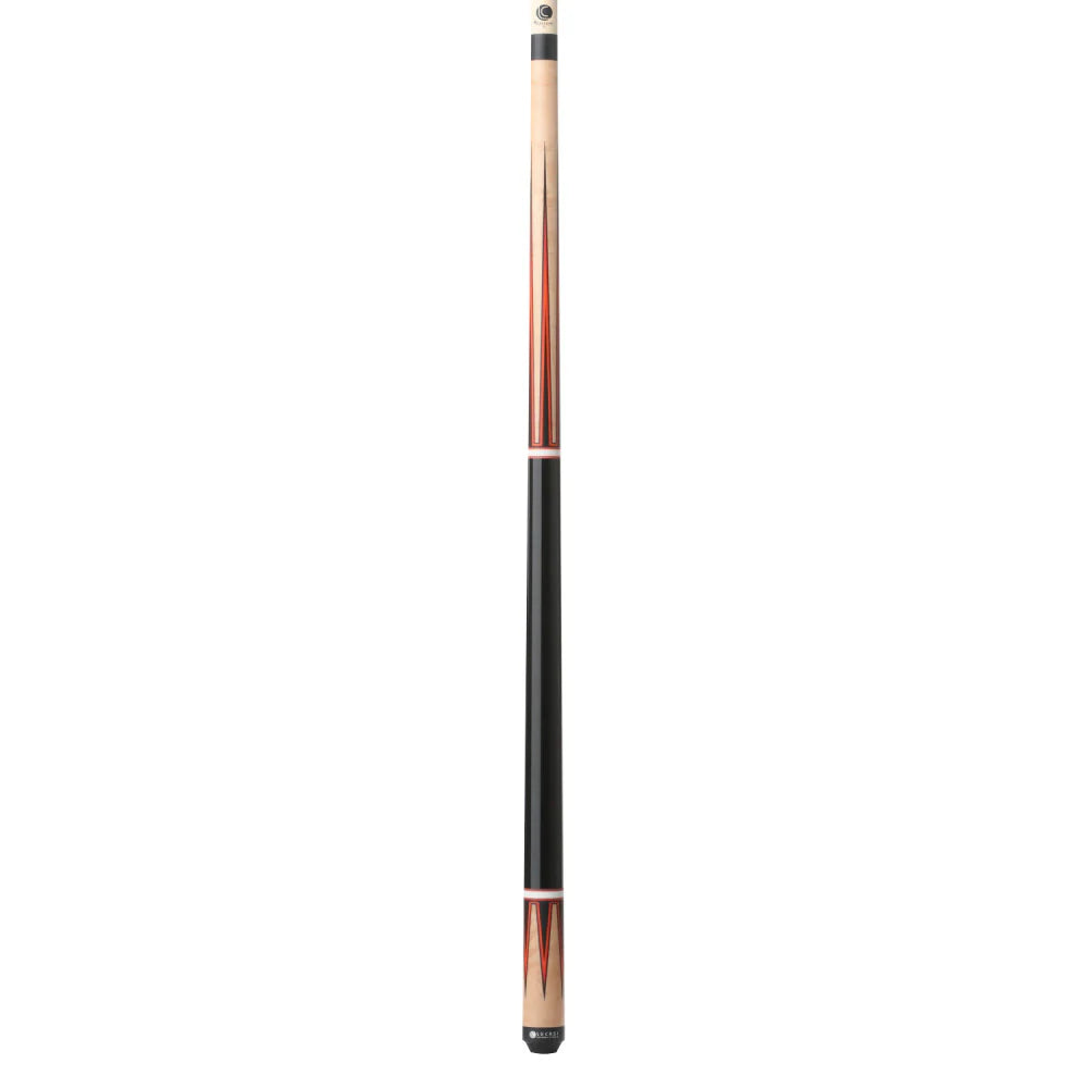 Lucasi Custom Black & Antique Birdseye/Red Orange Wrapless Cue