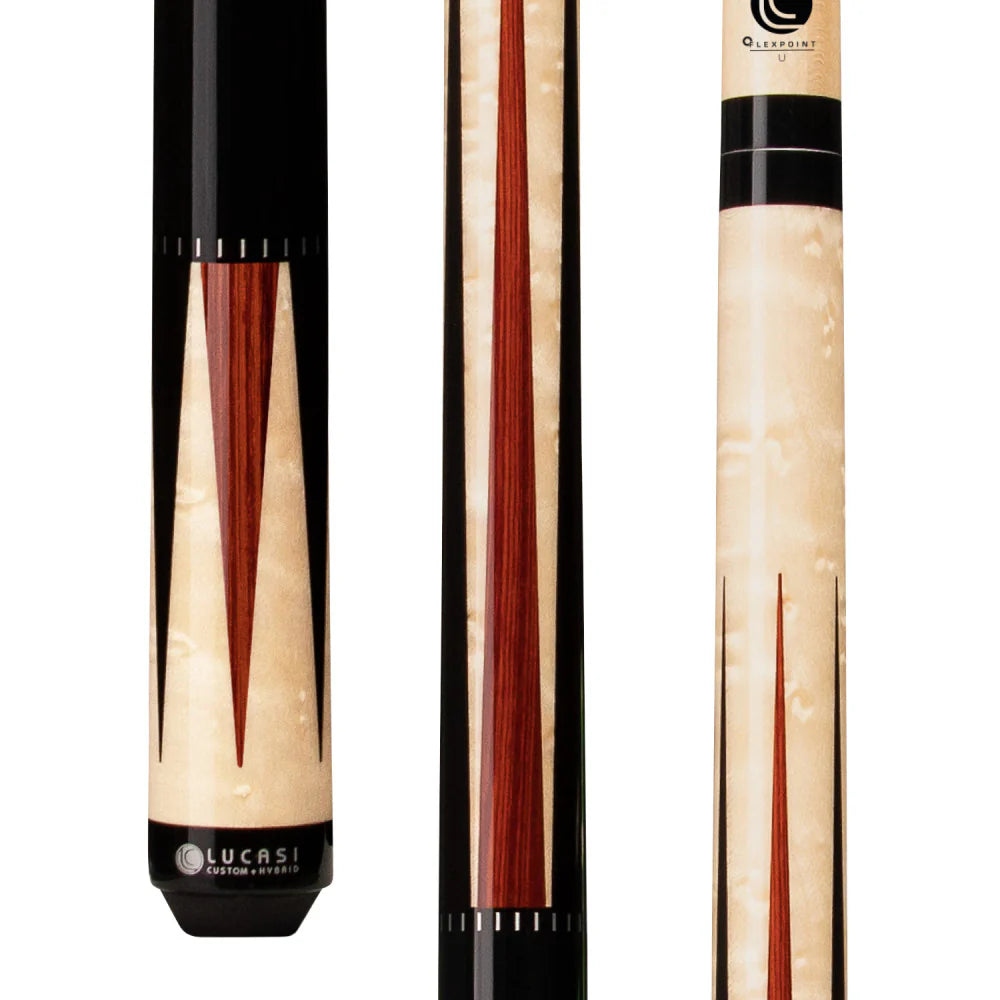 Lucasi Custom Black Onyx & Natural Birdseye/Cocobolo Wrapless Cue