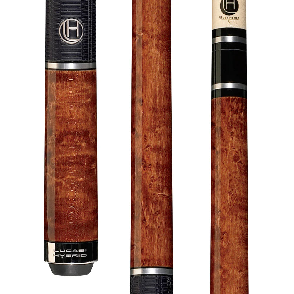 Lucasi Hybrid Brazilian Birdseye Maple & Silver Rings Cue With Classic G5 Grip