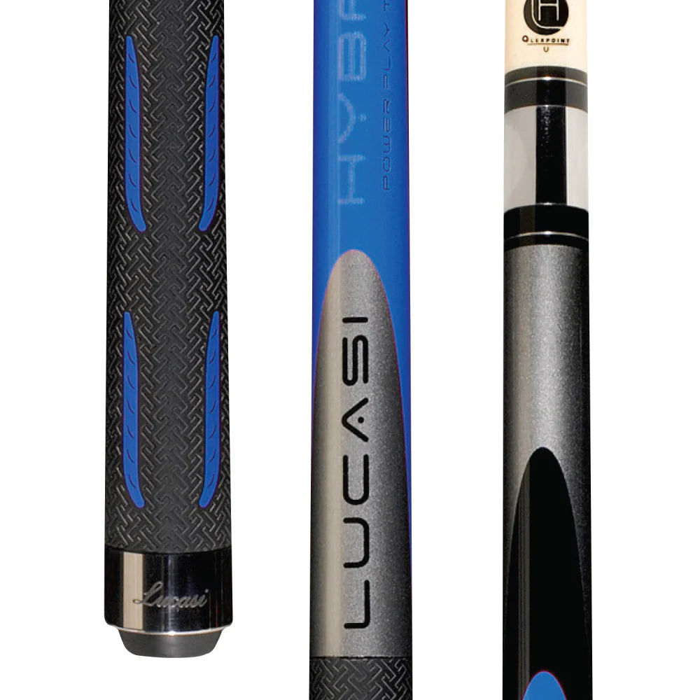 Lucasi Hybrid Genesis Blue & Metallic Silver Cue With Sport G5 Grip