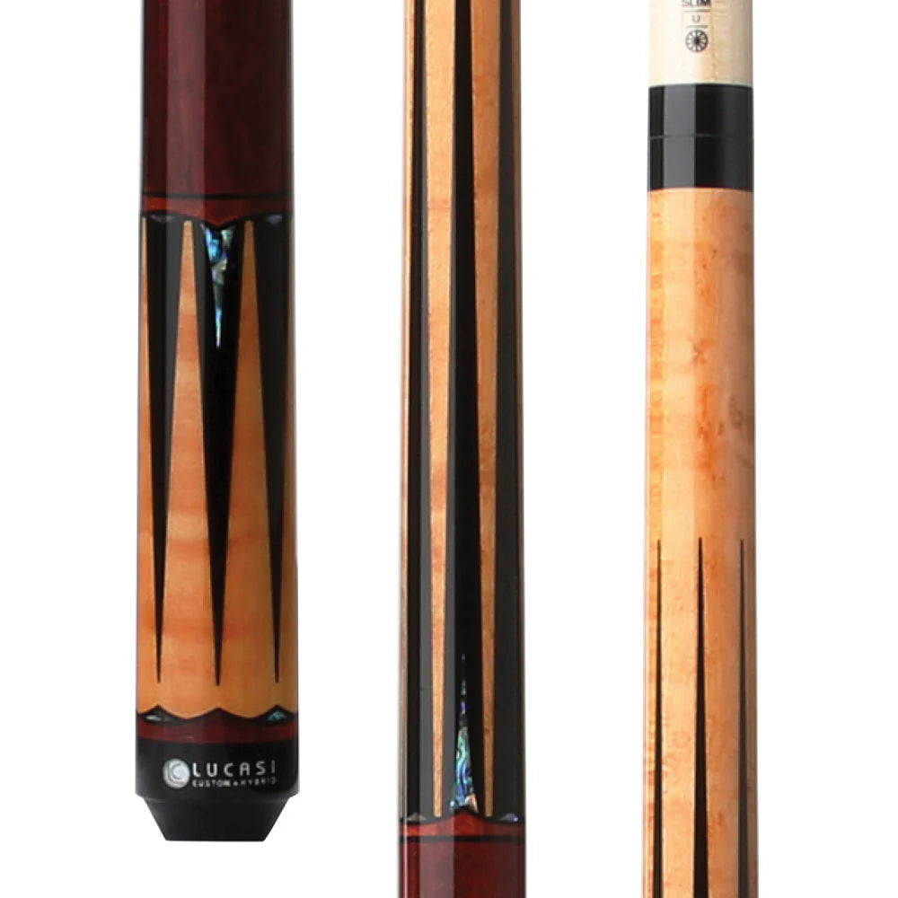 Lucasi Hybrid Gold Stained Birdseye/Black & Maple Ring Wrapless Cue