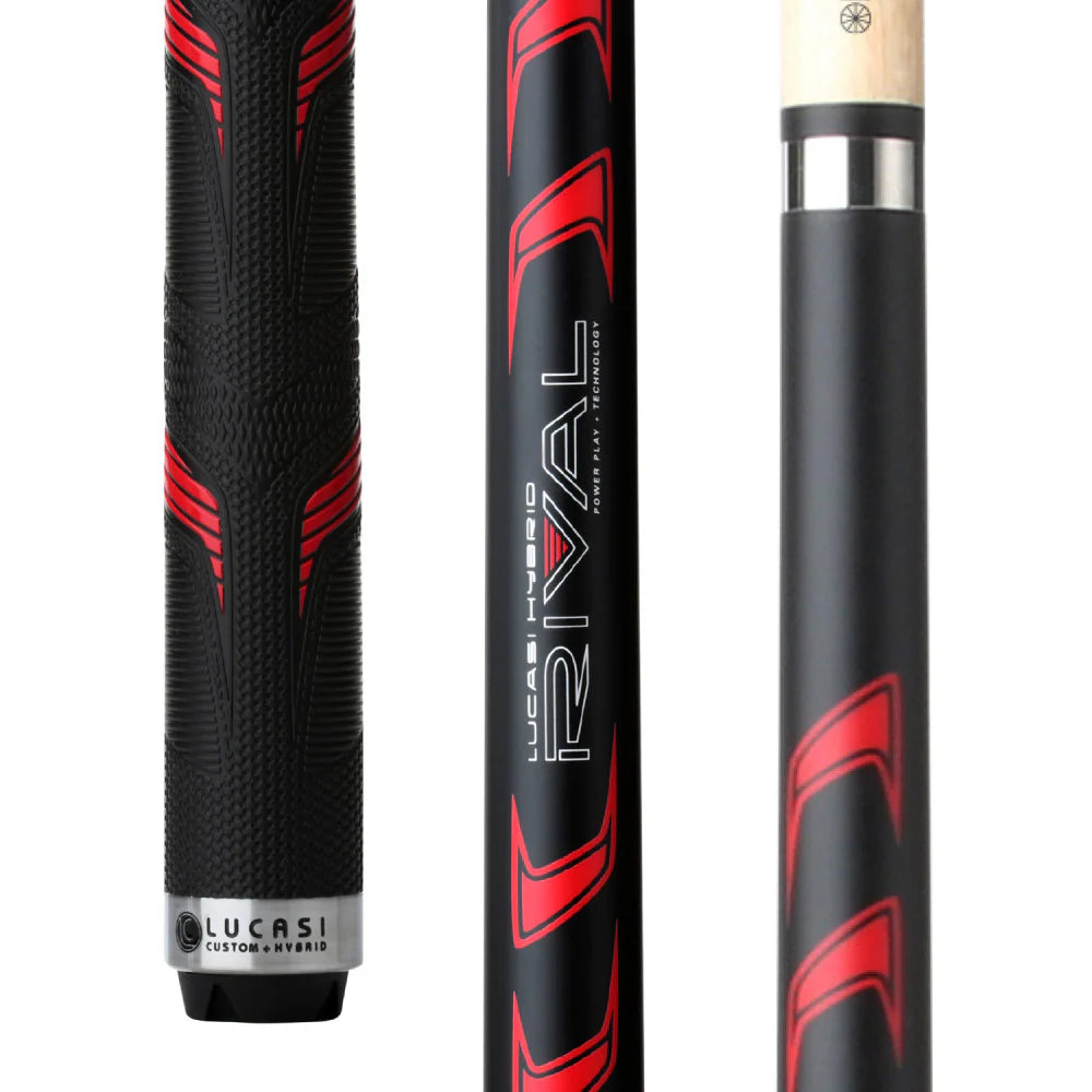 Lucasi Hybrid Rival Black & Metallic Red Matte Finish Cue With Rival G5 Grip