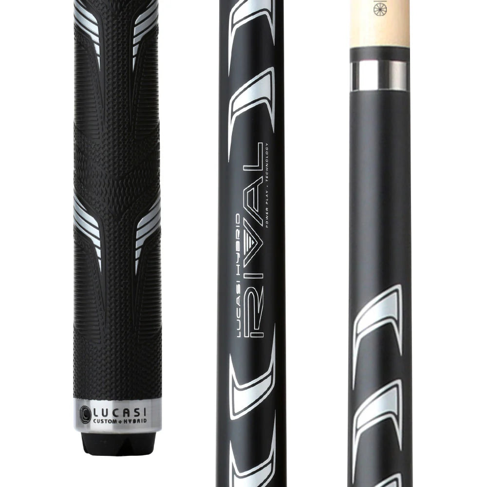 Lucasi Hybrid Rival Black & Metallic Silver Matte Finish Cue With Rival G5 Grip