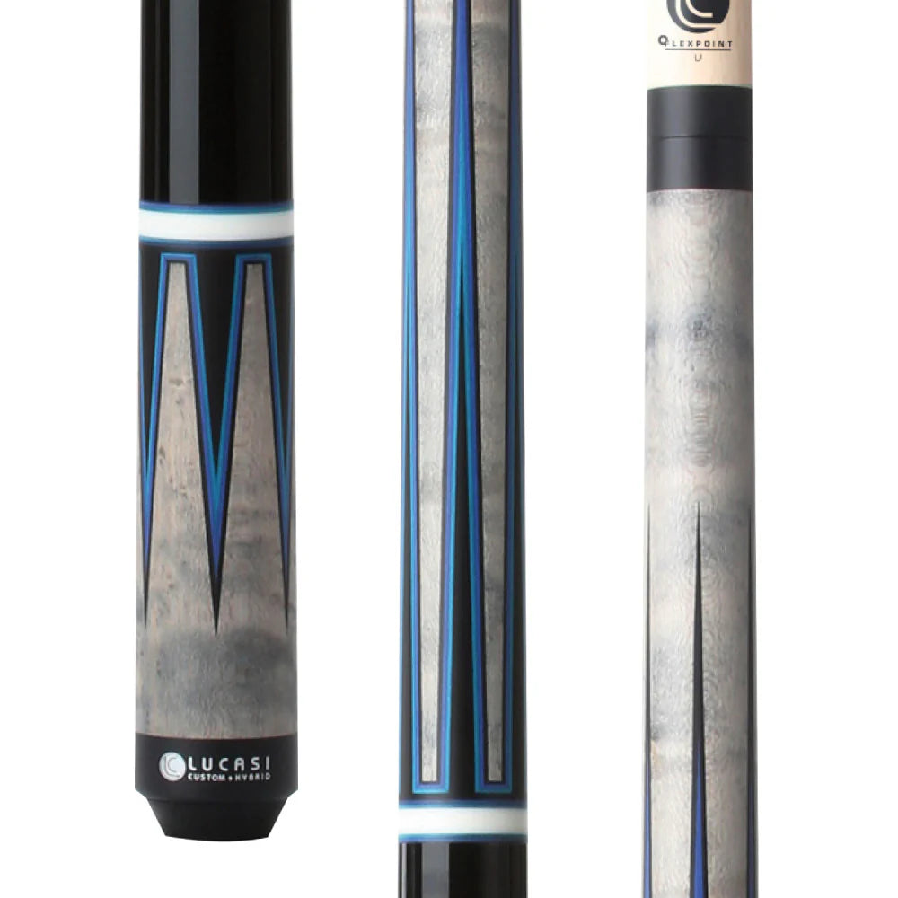 Lucasi Custom Black & Grey/Blue Wrapless Cue