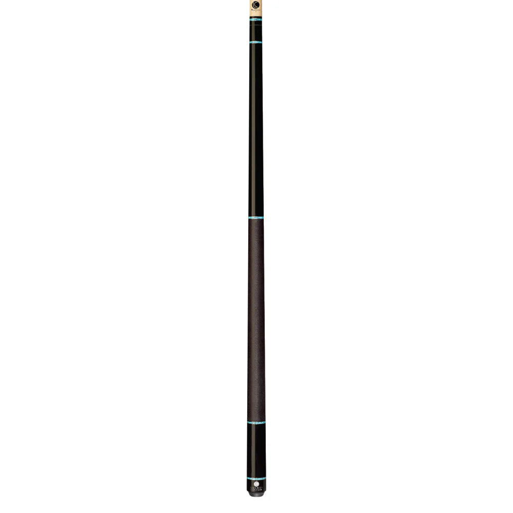 Lucasi Custom Midnight Black & Turquoise Recon Cue With Black Linen Wrap