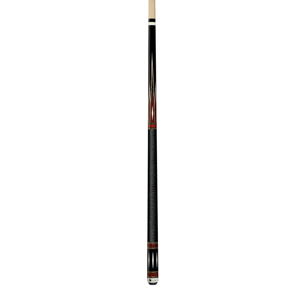 Lucasi Custom Midnight Black & Cocobolo/Bocote Cue With Embossed Leather Wrap