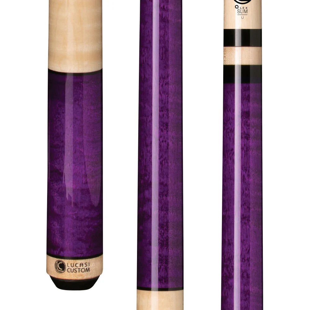 Lucasi Custom Purple Stained & Natural Birdseye Wrapless Cue