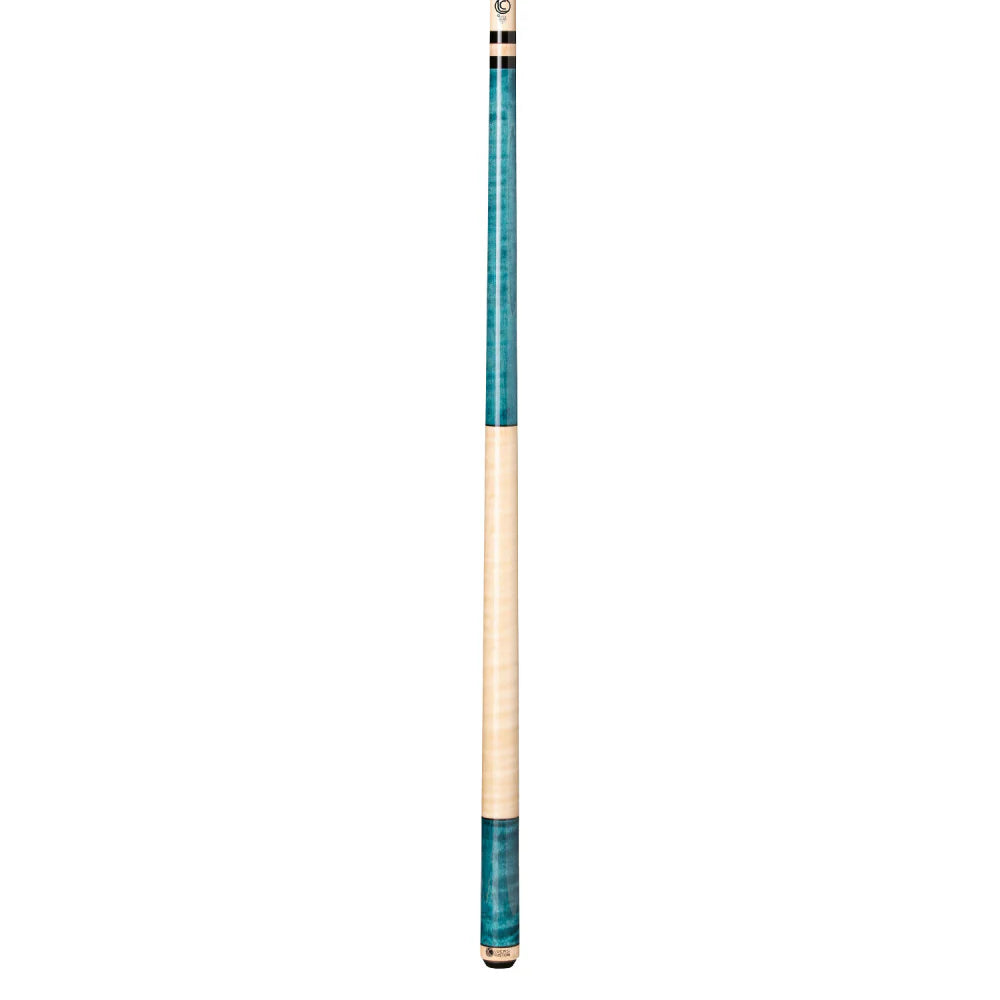 Lucasi Custom Teal Stained & Natural Birdseye Wrapless Cue