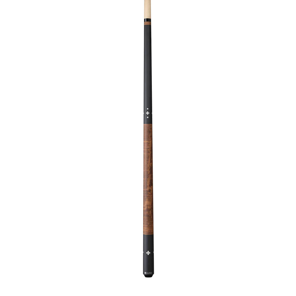 Lucasi Custom Walnut Curly Maple & Matte Black/Imitation Bone Wrapless Cue