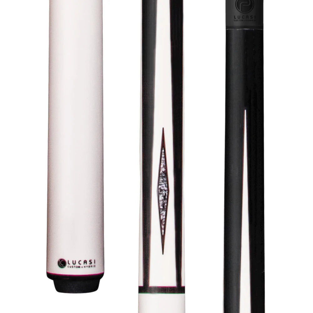 Lucasi Pinnacle Matte White/Black Cue With Carbon Fiber Tech Shaft