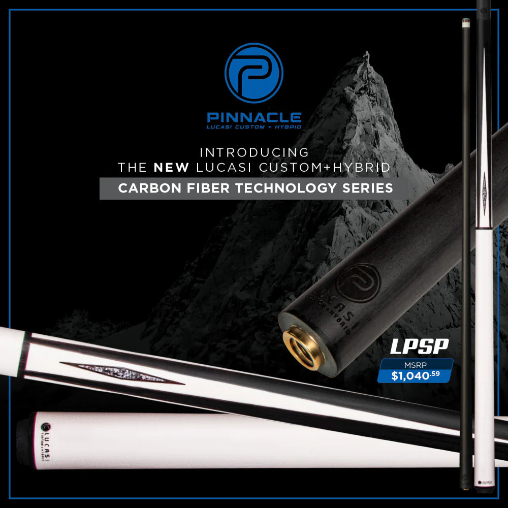 Lucasi Pinnacle Matte White/Black Cue With Carbon Fiber Tech Shaft