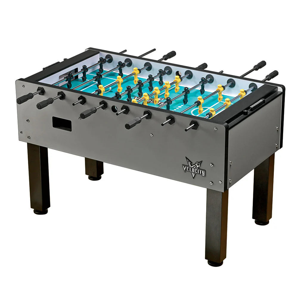 Velocity by American Heritage 3-Goalie Foosball Table Silver