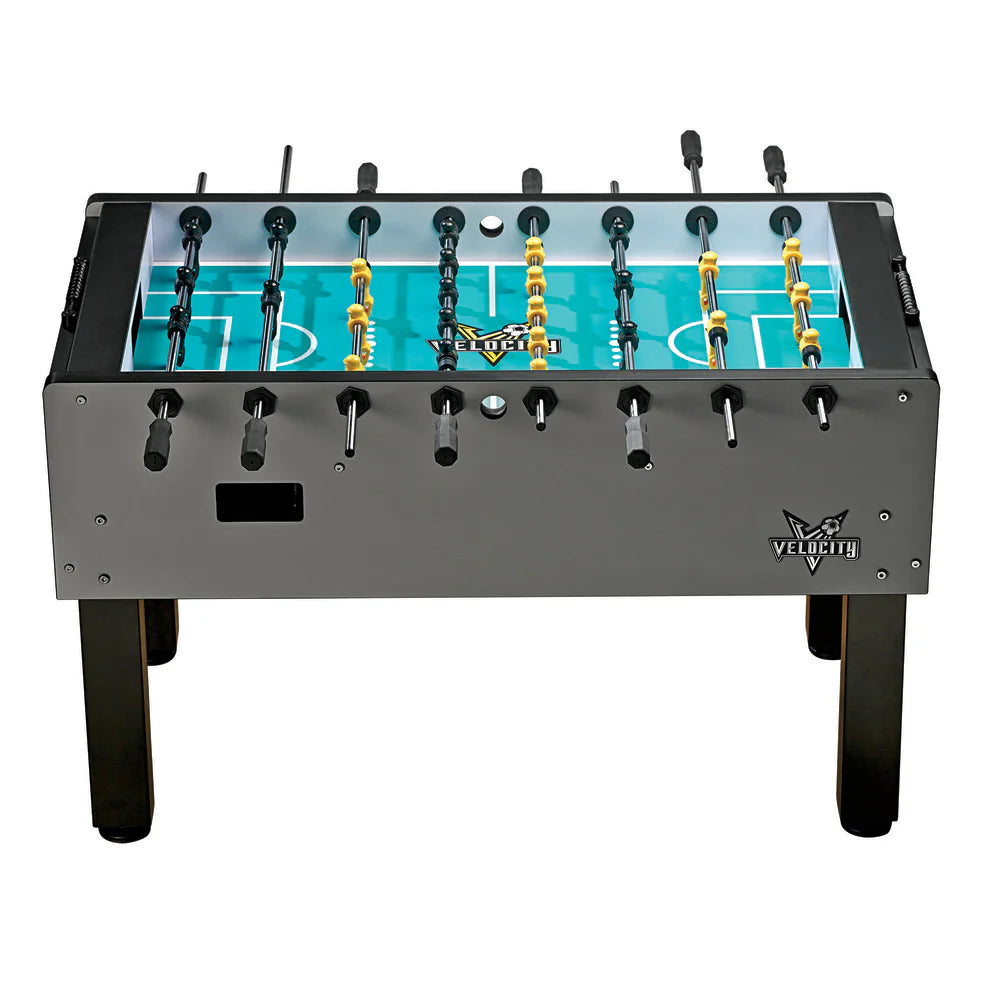 Velocity by American Heritage 3-Goalie Foosball Table Silver