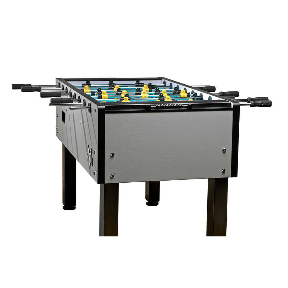 Velocity by American Heritage 3-Goalie Foosball Table Silver