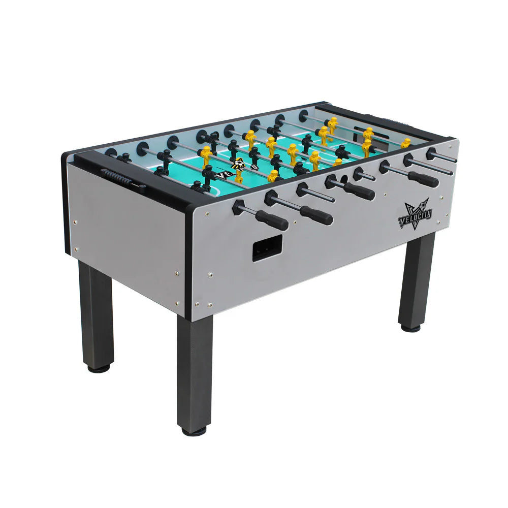 Velocity by American Heritage 3-Goalie Foosball Table Silver